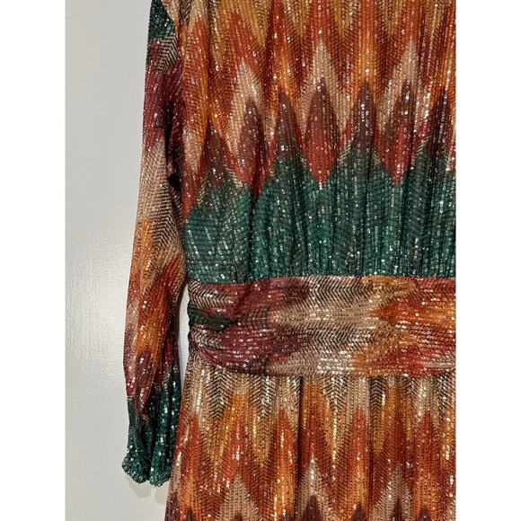 Ramy Brook Michaela Sequin Chevron Wrap Minidress Multicolor Plus Size 3 XL NWT - Picture 14 of 16
